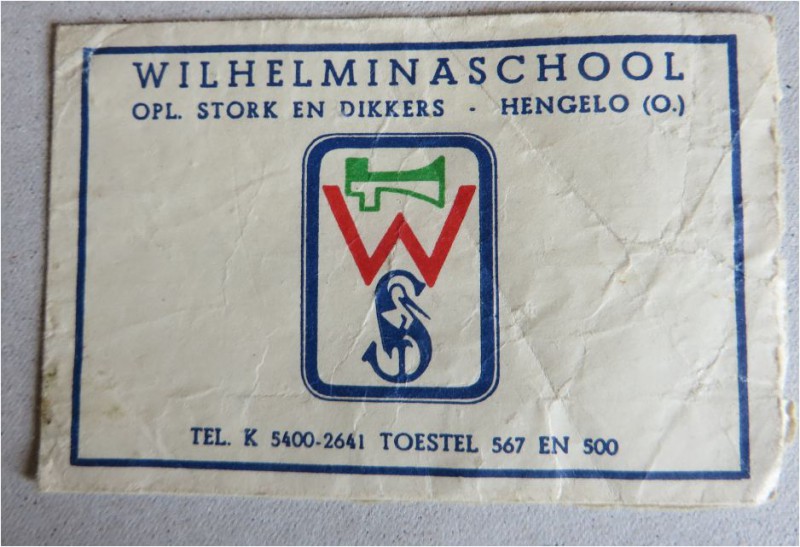 Suikerzakje Wilhelminaschool Opl.Stork en Dikkers  Hengelo.JPG