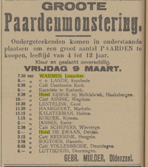 Lonneker Warmes Advertentie. Twentsch dagblad Tubantia. Enschede, 03-03-1917.jpg