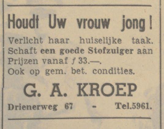 Drienerweg 67 G.A. Kroep Advertentie. Twentsch dagblad Tubantia en Enschedesche courant. Enschede, 25-03-1939.jpg