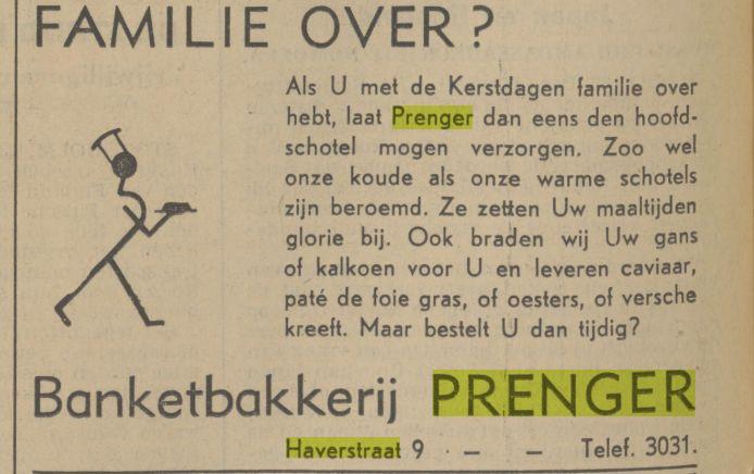 Haverstraat 9 Banketbakkerij Prenger Twentsch dagblad Tubantia en Enschedesche courant. Enschede, 22-12-1939.jpg