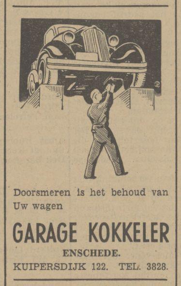 Kuipersdijk 122 Garage Kokkeler Advertentie. Twentsch dagblad Tubantia en Enschedesche courant. Enschede, 05-04-1941..jpg