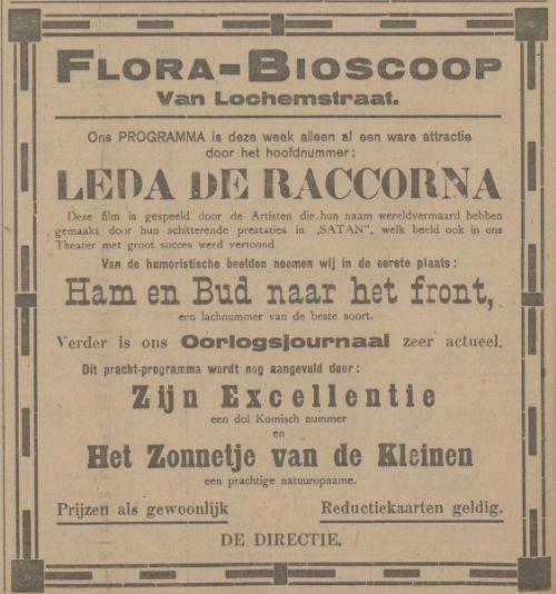 van Lochemstraat Flora bioscoop Twentsch dagblad Tubantia. Enschede, 08-12-1916..jpg