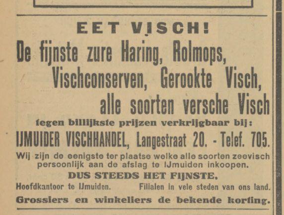 Langestraat 20 IJmuider vishandel Twentsch dagblad Tubantia en Enschedesche courant. Enschede, 10-04-1928..jpg