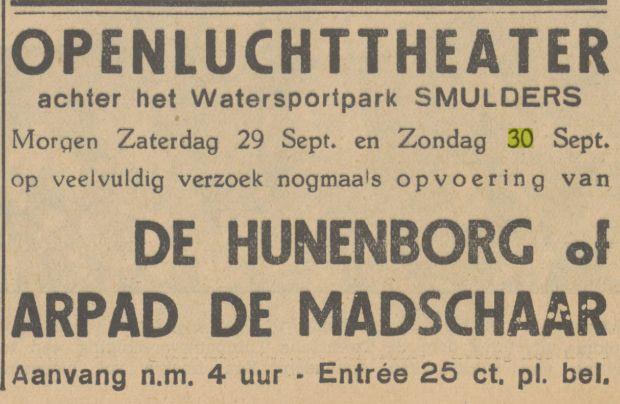 Watersportpark Smulders Advertentie. Twentsch dagblad Tubantia en Enschedesche courant. Enschede, 28-09-1934..jpg