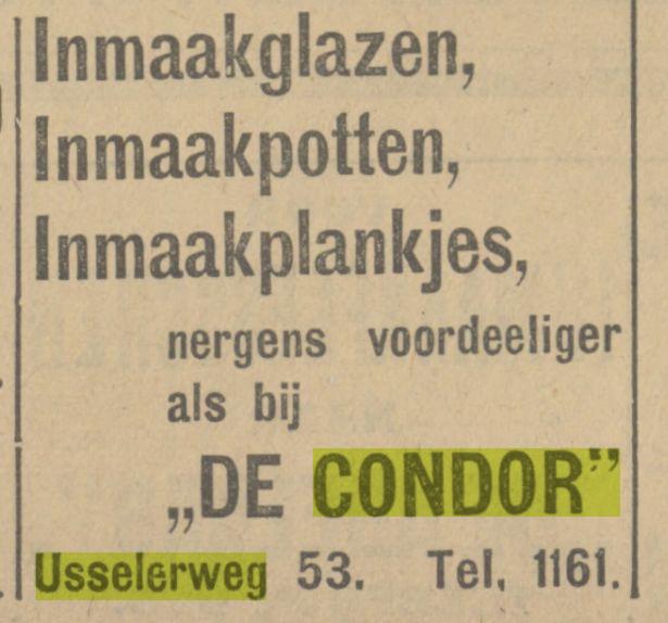 Usselerweg 53 DE CONDOR. Twentsch dagblad Tubantia en Enschedesche courant. Enschede, 12-08-1927..jpg