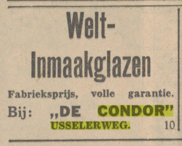 Usselerweg 53 De Condor Advertentie. Twentsch dagblad Tubantia en Enschedesche courant. Enschede, 14-08-1930..jpg