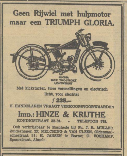 Koningstraat 32-34 Hinze & Krijthe Advertentie. Twentsch dagblad Tubantia en Enschedesche courant. Enschede, 29-04-1932..jpg