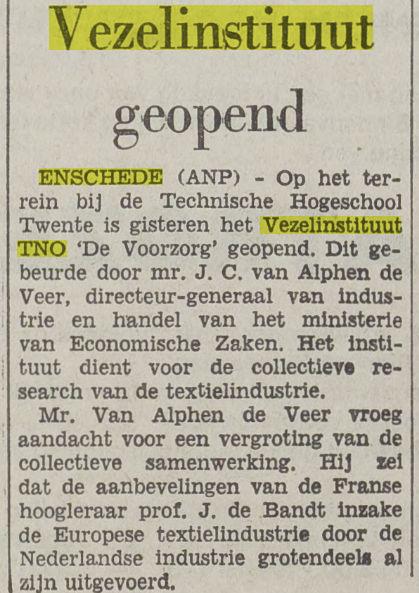 Hengelosestraat 715 Vezelinstituut geopend. Het vrĳe volk  democratisch-socialistisch dagblad. Rotterdam, 03-05-1969.jpg