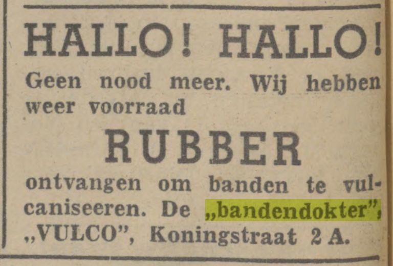 Koningstraat 2A Vulco Advertentie. Twentsch dagblad Tubantia en Enschedesche courant. Enschede, 11-07-1942..jpg