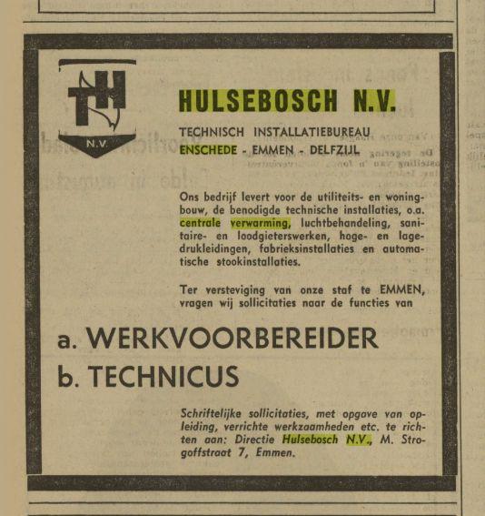 Technisch installatiebureau Hulsebosch N.V. Advertentie. Nieuwsblad van het Noorden. Groningen, 10-06-1972.jpg