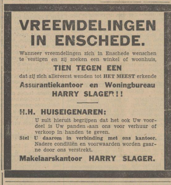 Kalanderstraat 21 Makelaarskantoor Harry Slager Advertentie. Twentsch dagblad Tubantia en Enschedesche courant. Enschede, 30-03-1936.jpg