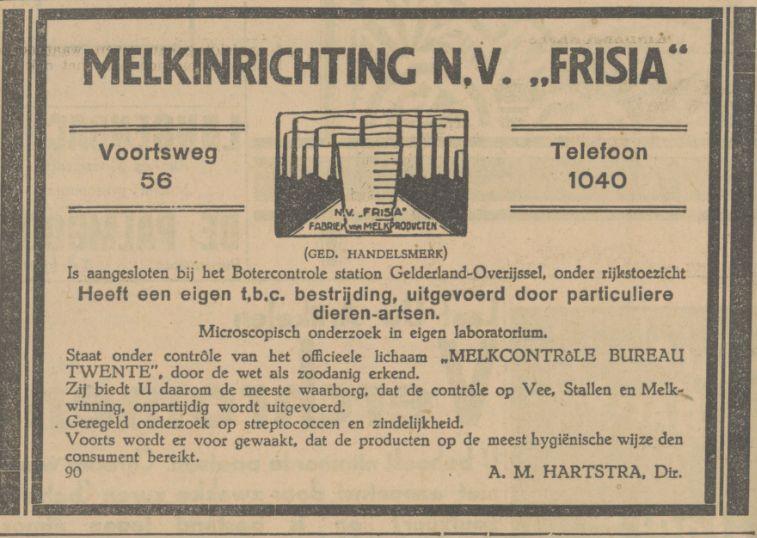 Voortsweg 56 Melkinrichting NV Frisia Advertentie. Twentsch dagblad Tubantia en Enschedesche courant. Enschede, 05-06-1931.jpg
