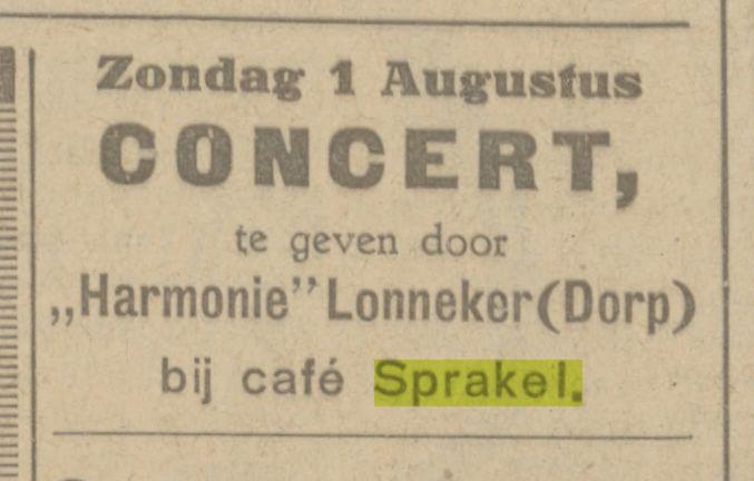 Lonneker cafe Sprakel Advertentie. Twentsch dagblad Tubantia en Enschedesche courant. Enschede, 31-07-1926..jpg