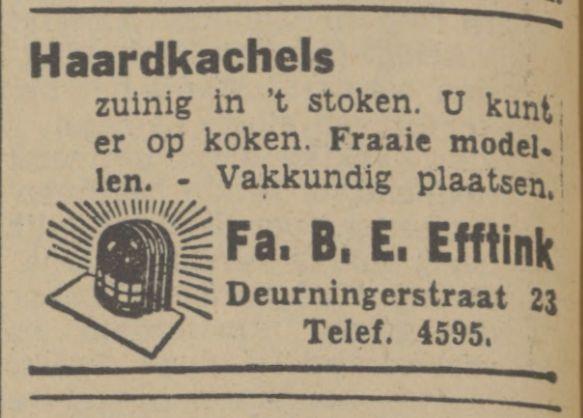 Deurningerstraat 23 Fa. B.E. Efftink advertentie Twentsch dagblad Tubantia en Enschedesche courant. Enschede, 16-12-1939..jpg