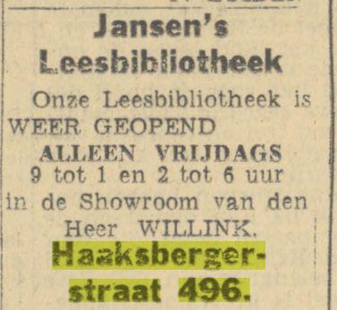Haaksbergerstraat 496 Jansen's Leesbibliotheek advertentie Twentsch Nieuwsblad 23-3-1944.jpg