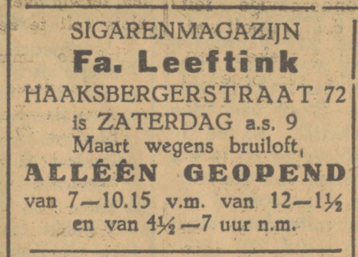Haaksbergerstraat 72 sigarenmagazijn Fa. Leeftink advertentie Tubantia 8-3-1929.jpg