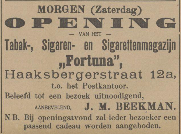 Haaksbergerstraat 12a sigarettenmagazijn Fortuna J.M. Beekman advertentie Tubantia 17-7-1914.jpg