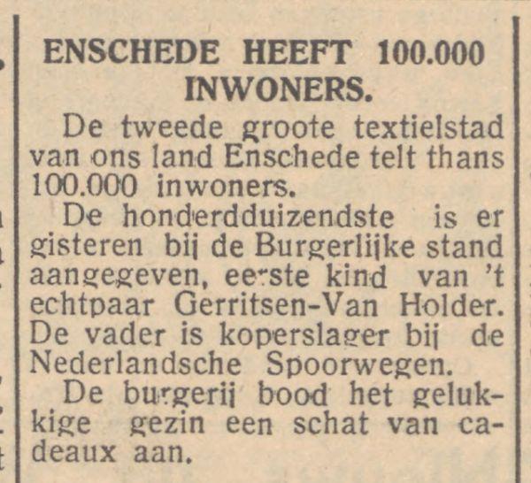 Enschede 100.000 inwoners Nieuwsblad van het Zuiden 4-12-1946.jpg