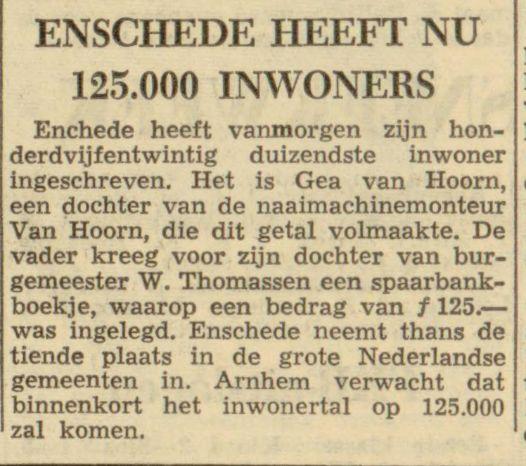 Enschede 125.000 inwoners Leeuwarder Courant 16-8-1950.jpg