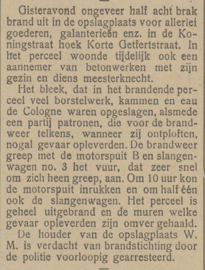 Koningstraat hoek Korte Getfertstraat krantenbericht Tubantia 19-6-1924.jpg