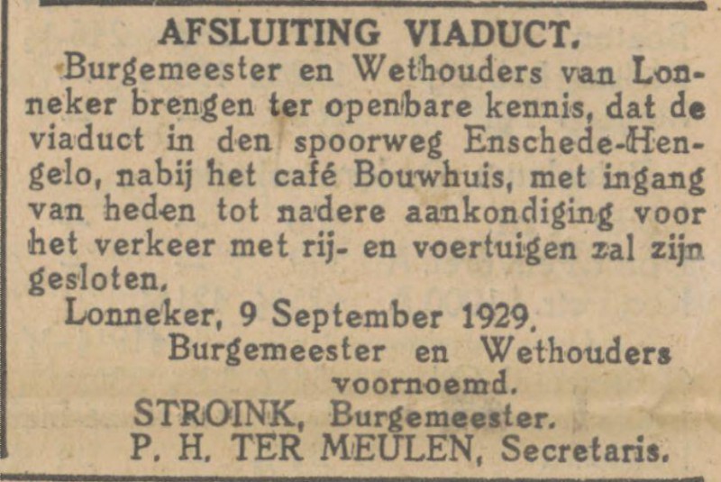Bouwhuis viaduct krantenbericht Tubantia 9-9-1929.jpg