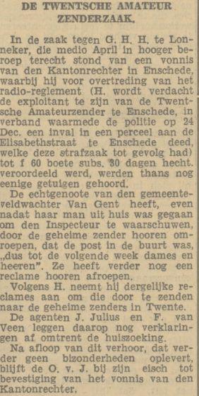 Elisabethstraat geheime zender krantenbericht Tubantia 16-5-1934.jpg