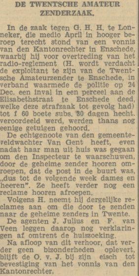 Elisabethstraat geheime zender krantenbericht Tubantia 16-5-1934.jpg