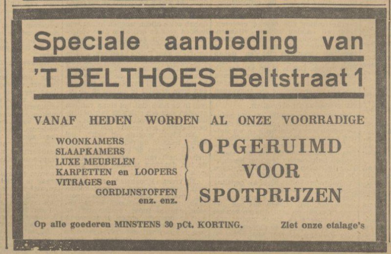 Beltstraat 1 't Belthoes advertentie Tubantia 4-5-1932.jpg