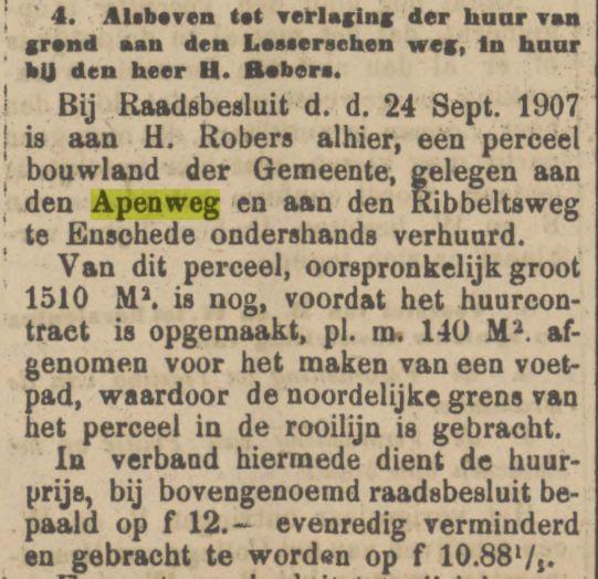 Apenweg krantenbericht Tubantia 30-1-1908.jpg