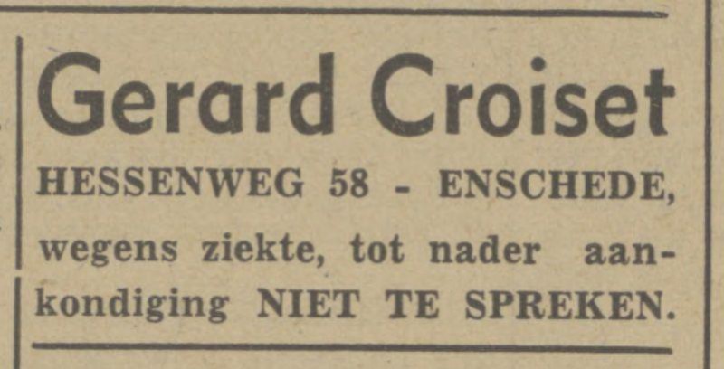 Hessenweg 58 Gerard Croiset advertentie Tubantia 24-2-1941.jpg
