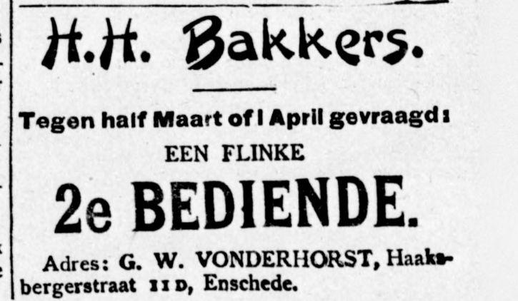Haaksberstraat 11d G.W. Vonderhorst bakker advertentie Graafschapbode 6-3-1909.jpg