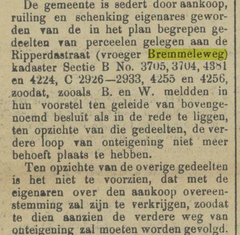 Ripperdastraat vroeger Bremmeleweg krantenbericht Tubantia 20-4-1907.jpg