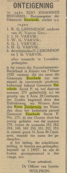 Korte Zuiderweg krantenbericht Tubantia 31-3-1928.jpg