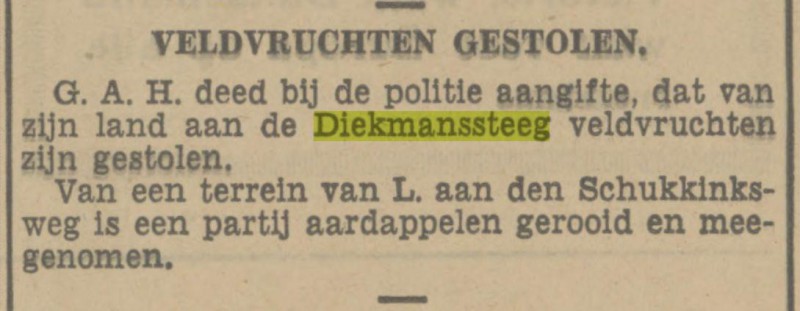 Diekmanssteeg krantenberocht Tubantia 15-8-1941.jpg