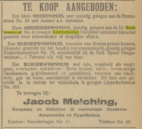Dr. Benthemstraat 5 (vroeger Kerkhofsteeg) krantenbericht Tubantia 3-10-1923.jpg