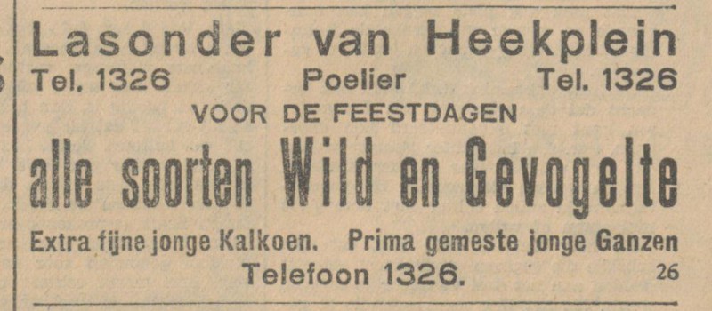van Heekplein Lasonder poelier advertentie Tubantia 18-12-1929.jpg