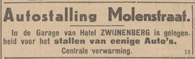 Molenstraat Hotel Zwijnenberg Garage advertentie Tubantia 17-10-1929.jpg