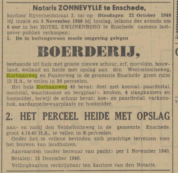 Korhaanweg 45 krantenbericht Tubantia 12-10-1940.jpg