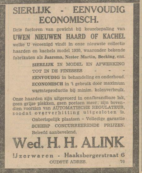 Haaksbergerstraat 6 Alink IJzerwaren advertentie Tubantia 11-9-1930.jpg