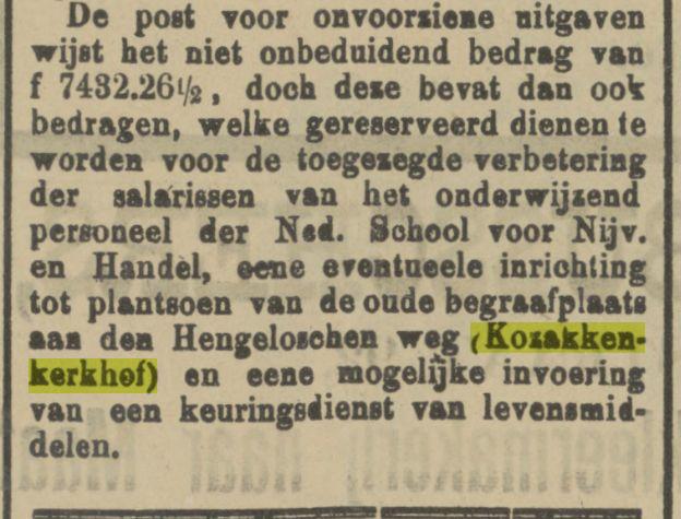 Kozakkenkerkhof krantenbericht Tubantia 8-10-1910.jpg