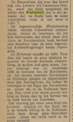 Achter den Wedemhoff later Haverstraat krantenbericht Tubantia 2-12-1916.jpg