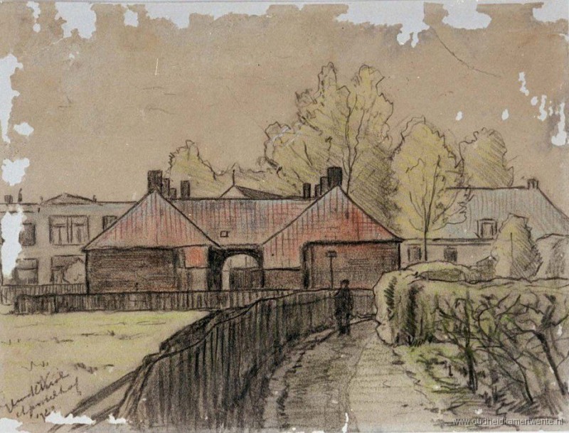 Niermansgang via het paadje dat vroeger van de Deurningerstraat tussen het Boerenkerkhof en het oude Apostelenhof naar de Niermansgang liep.  Dat vroegere paadje heet nu Oltmansstraat..jpg