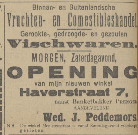 Haverstraat 7 Vruchten- en Comestibleshandel Wed. J. Peddemors advertentie 12-11-1915.jpg