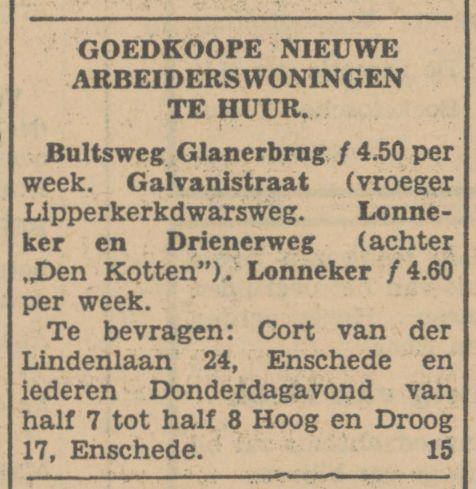 Galvanistraat vroeger Lipperkerkdwarsweg advertentie Tubantia 23-3-1931.jpg