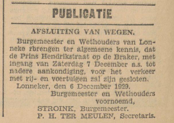 Prins Hendrikstraat op de Braker krantenbericht Tubantia 6-12-1929.jpg