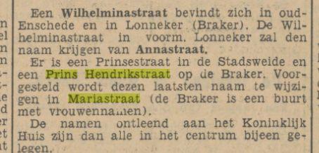 Prins Hendrikstraat wordt Mariastraat krantenbericht Tubantia 5-5-1936.jpg