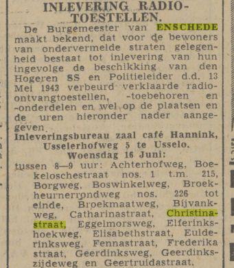 Christinastraat krantenbericht Twentsch nieuwdblad 12-6-1943.jpg