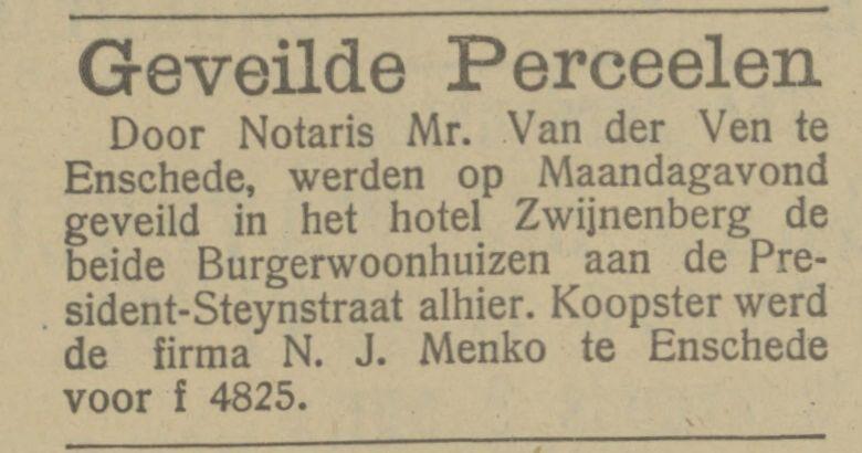 President Steynstraat krantenbericht 14-6-1921.jpg