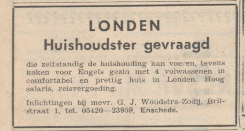 Brilstraat 1 G.J. Woudstra-Zodij advertentie 17-6-1966.jpg