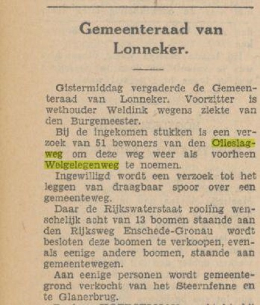 Welgelegenweg Olieslagweg krantenbericht Tubantia 25-3-1930.jpg